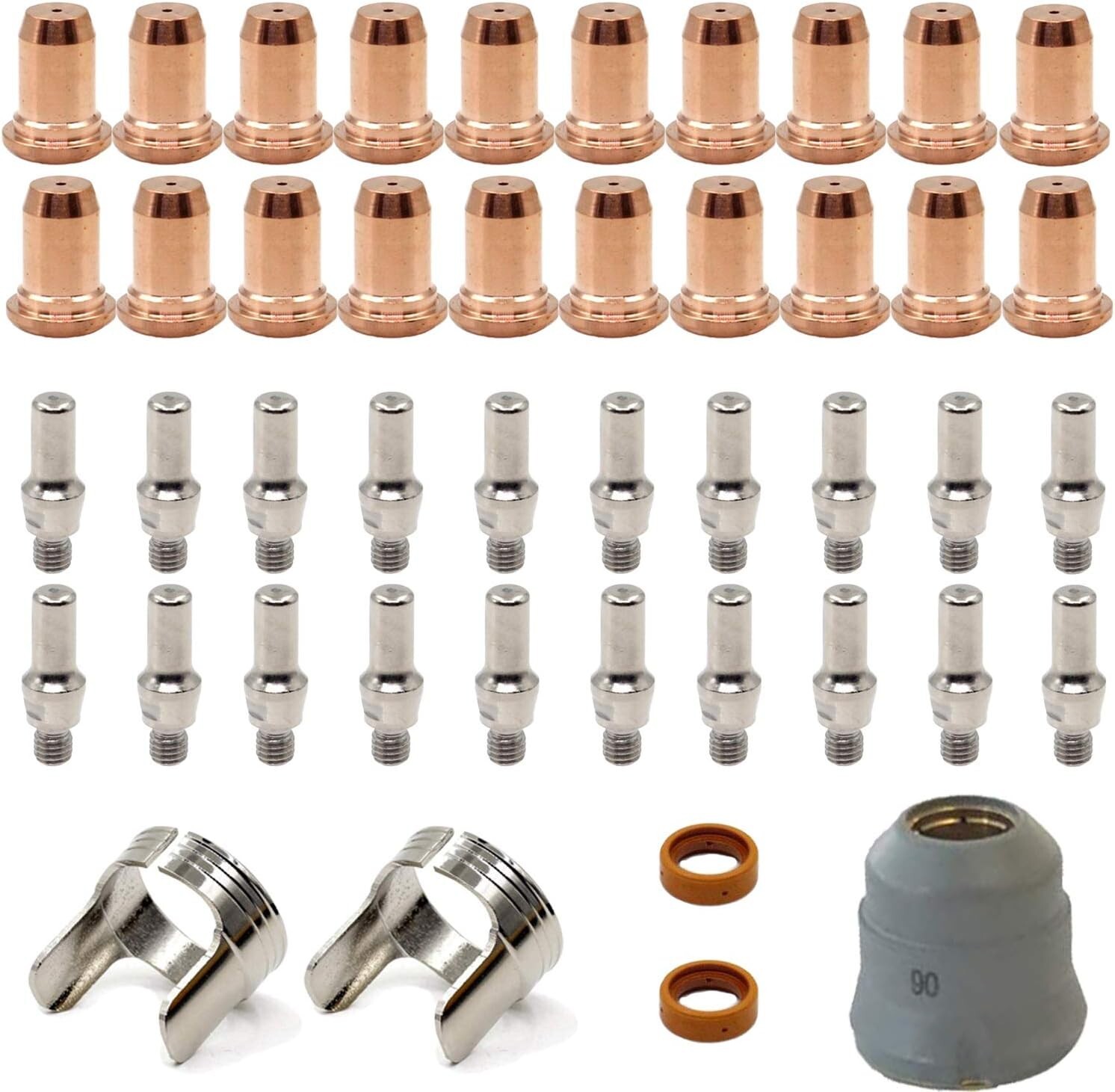 45 Pcs IPT-60 PT-60 IPT-40 PT40 Plasma Cutting Torch Tips Electrode Shield Cap