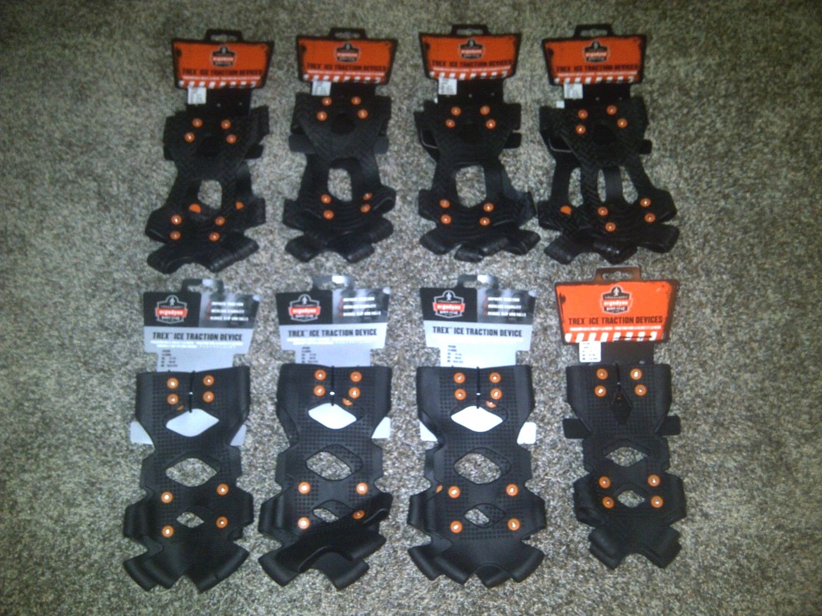 8 Ergodyne TREX 6300 ~ 5 (size 8-11) & 3 (size 11-14) Ice Traction Device Lot