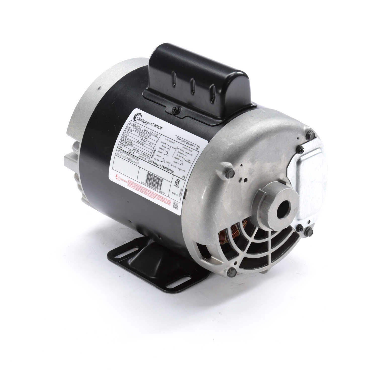 Century B606DC Electric Motor 1/2 HP 3450 Rpm 1PH 115/230 Volt 56J Frame
