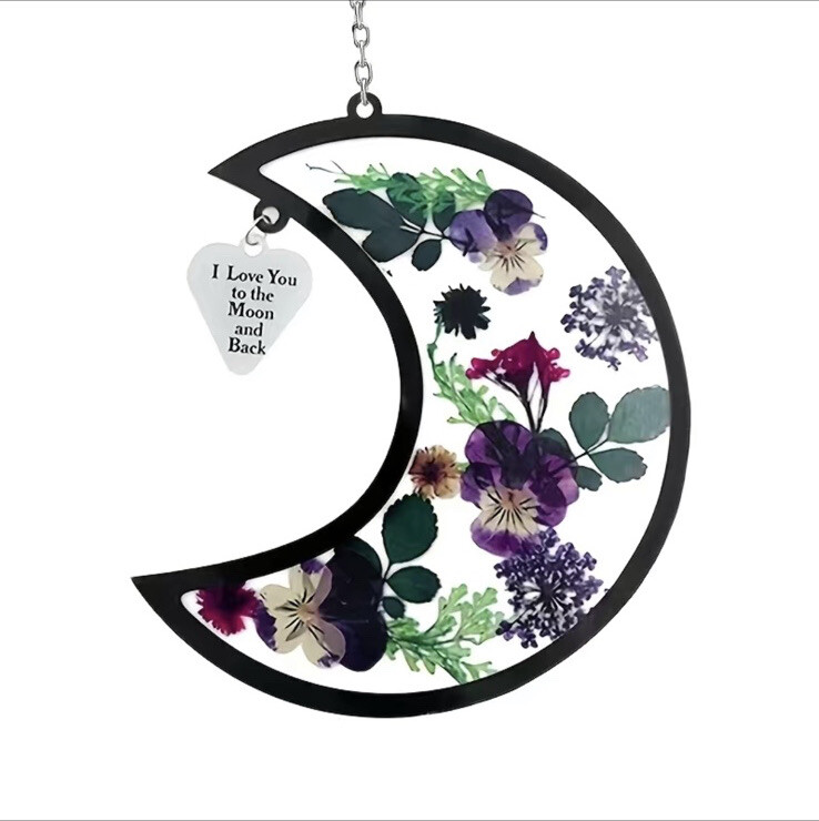 Crescent Moon Embossed Flowers Plants For Home Decoration, Window Hangers