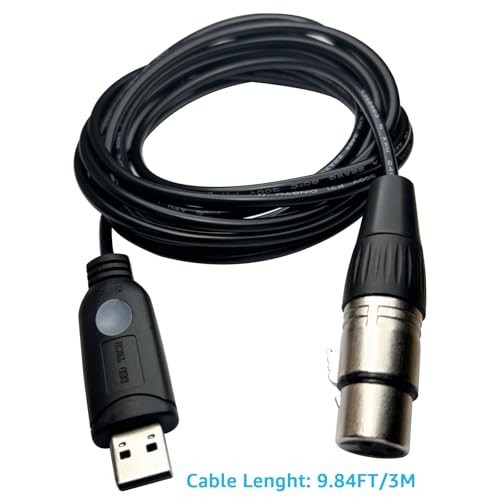 USB to DMX Cable 3M/10FT - Compatible with Freestyler, QLC, Pi Open Lighting