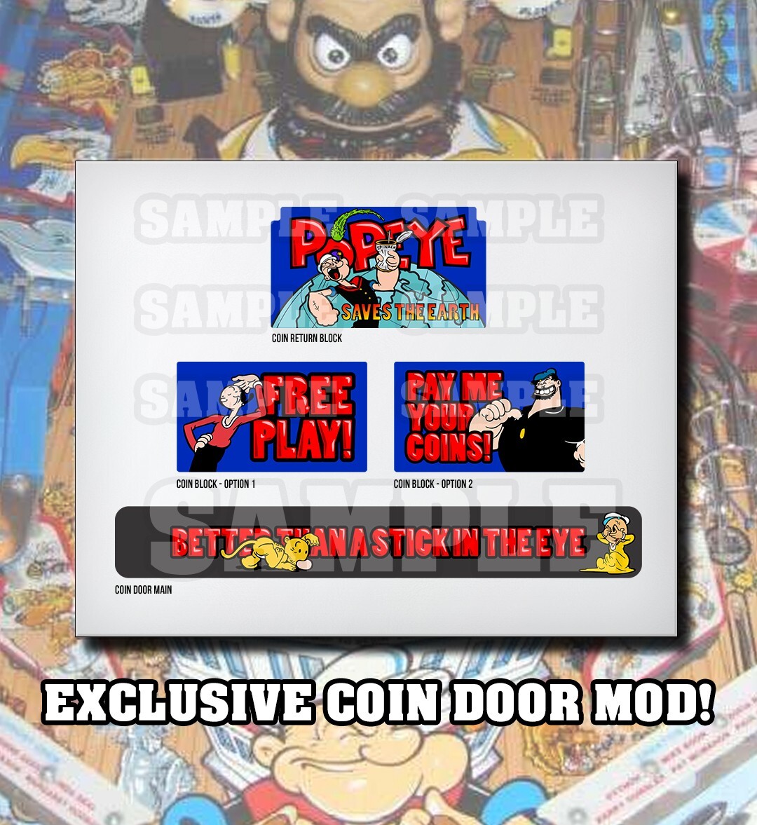 Popeye Saves the Earth Pinball Coin Door Decal Mod