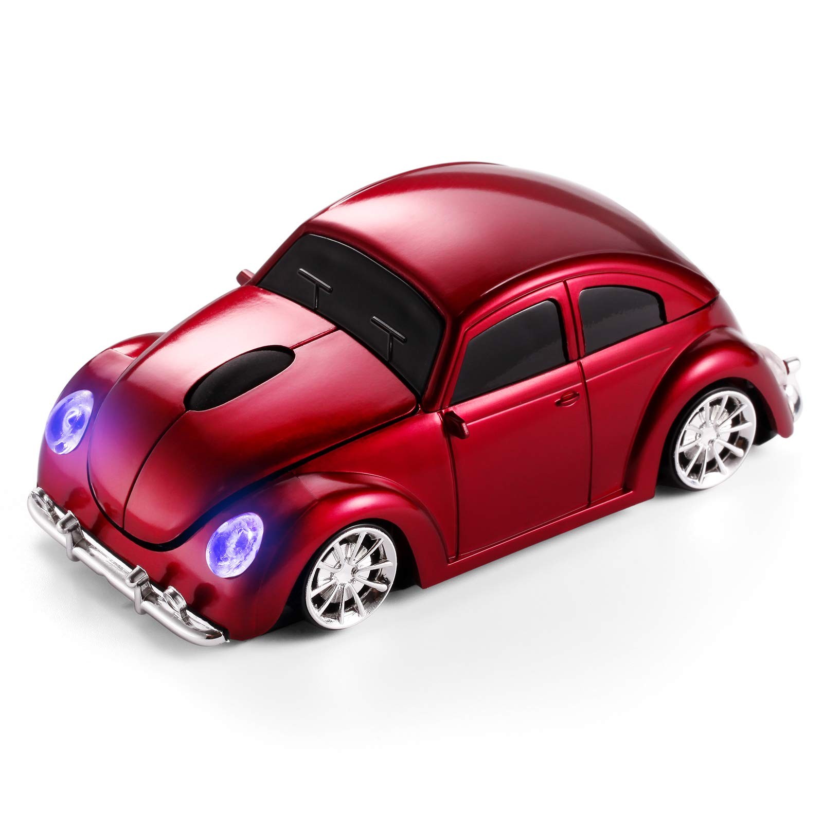 BKLNOG Classic Car Shaped Mouse [Updated] with LED Headlights, 1600 DPI, Red