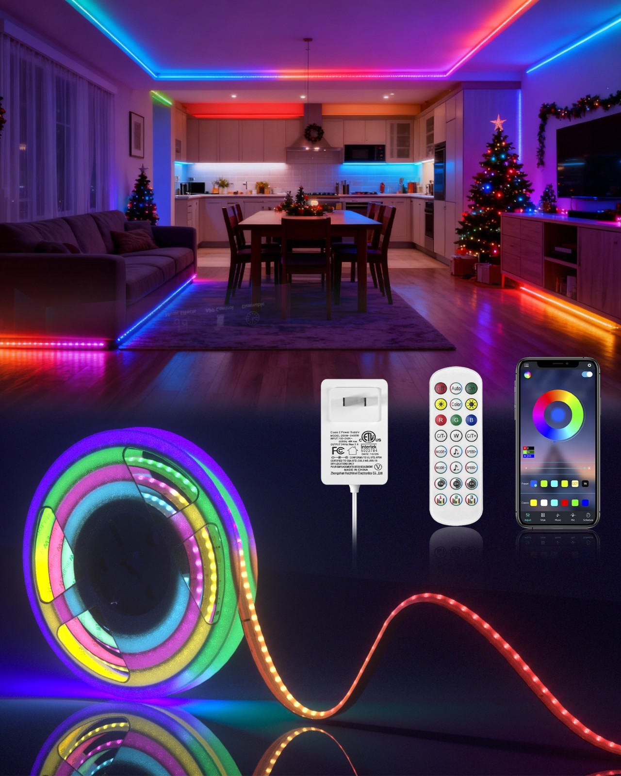 16.4ft RGB IC COB LED Strip Light,Smart LED Lights with App /Remote DIY Colors