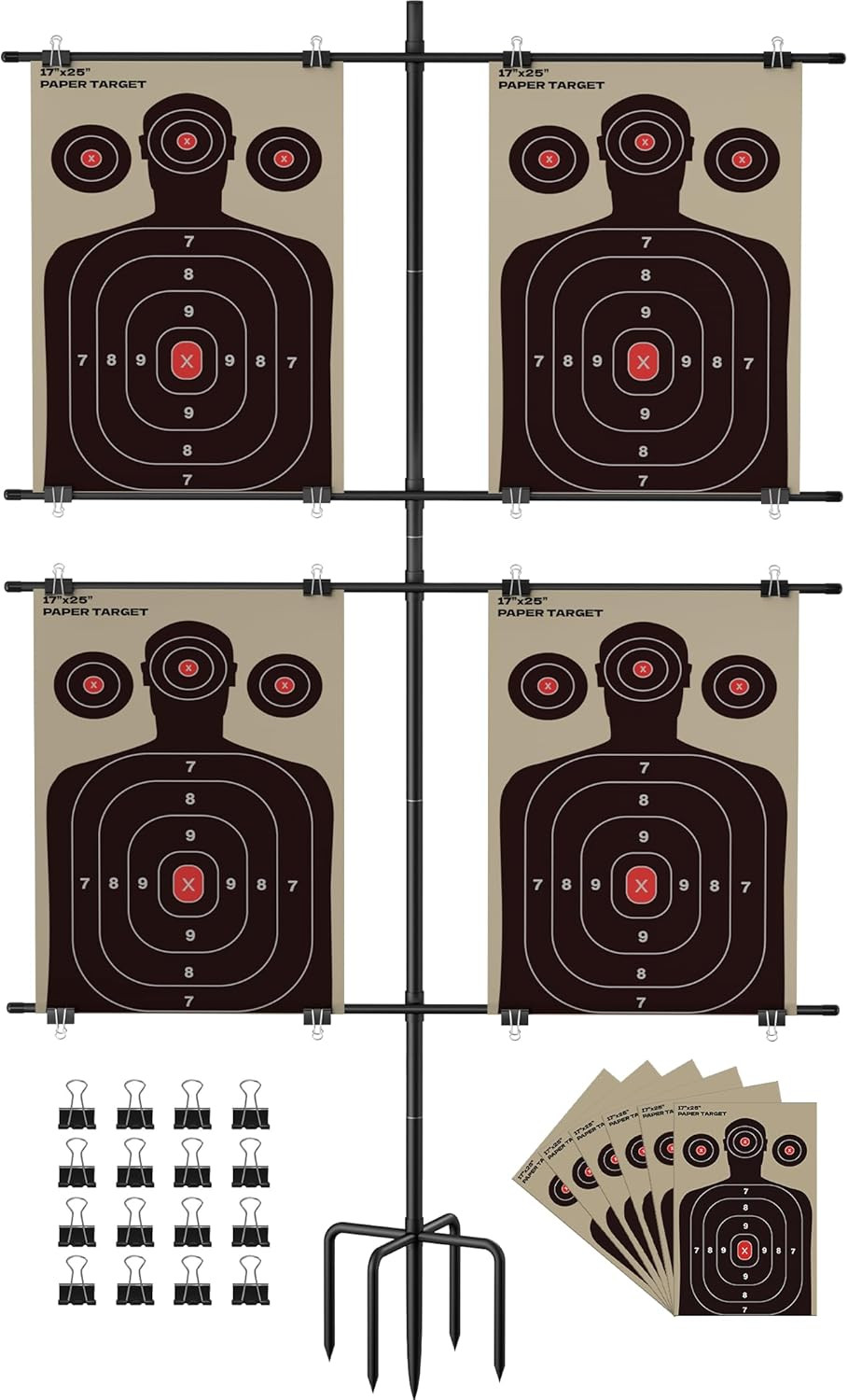 Adjustable 5-Prong Base Shooting Target Stand, Portable Steel Target Holder with