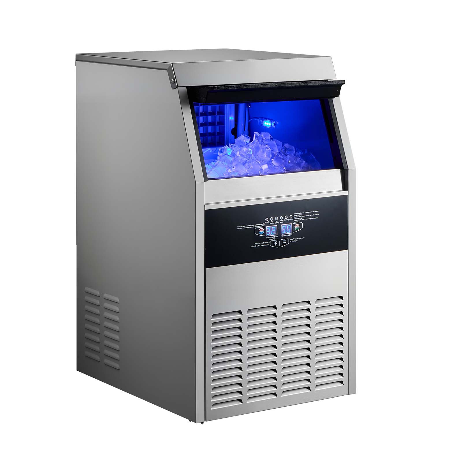 Uimoso Commercial Ice Maker 130lbs/24h Built-in Ice Cube Machine Bar Restaurant