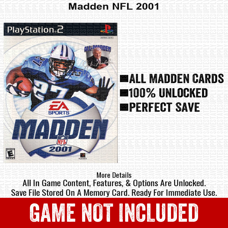 Madden NFL 2001 PS2 Playstation Roster Season Player Update Memory Card