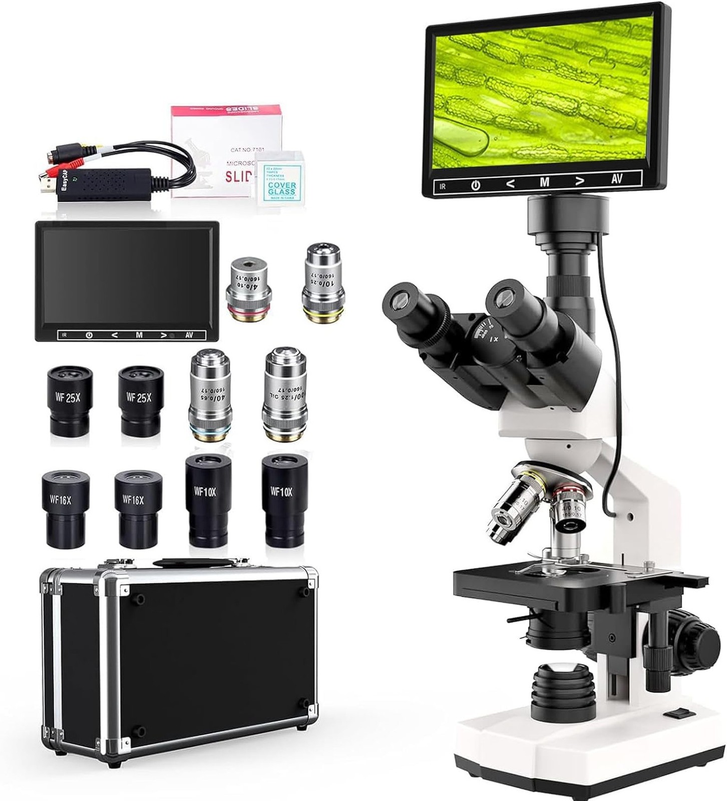 Lab Trinocular Compound Microscope with 40X-2500X Magnification, Dual-View Mi...