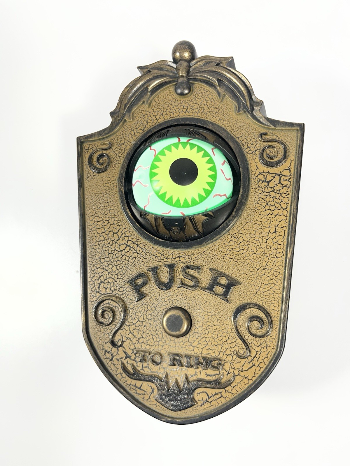 Gemmy Halloween Animated 3D Eyeball Doorbell Spooky Sounds Light Talking WORKS!
