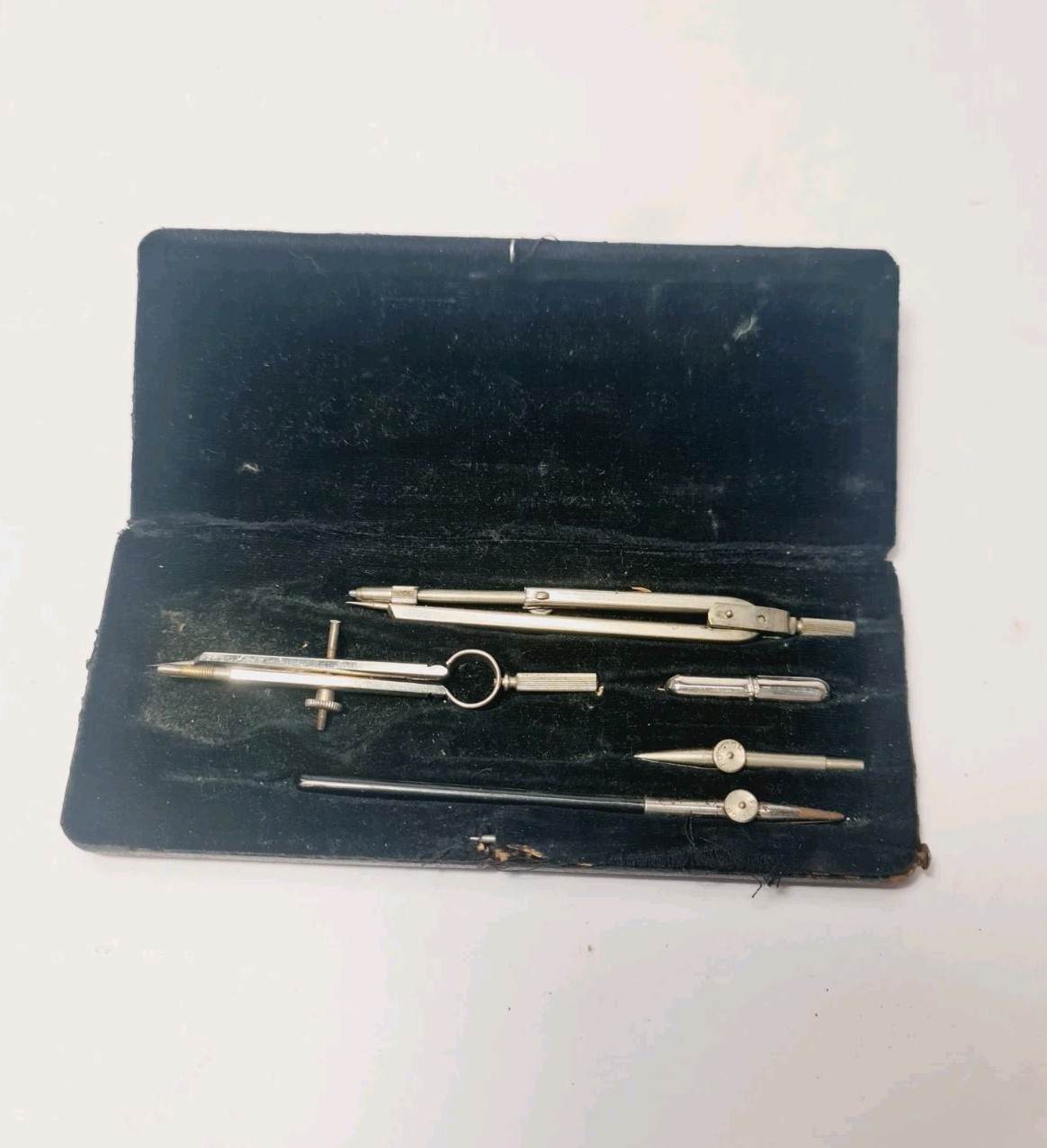 Vintage Boxed Technical Drawing Engineering Compass Set - Incomplete, Damaged
