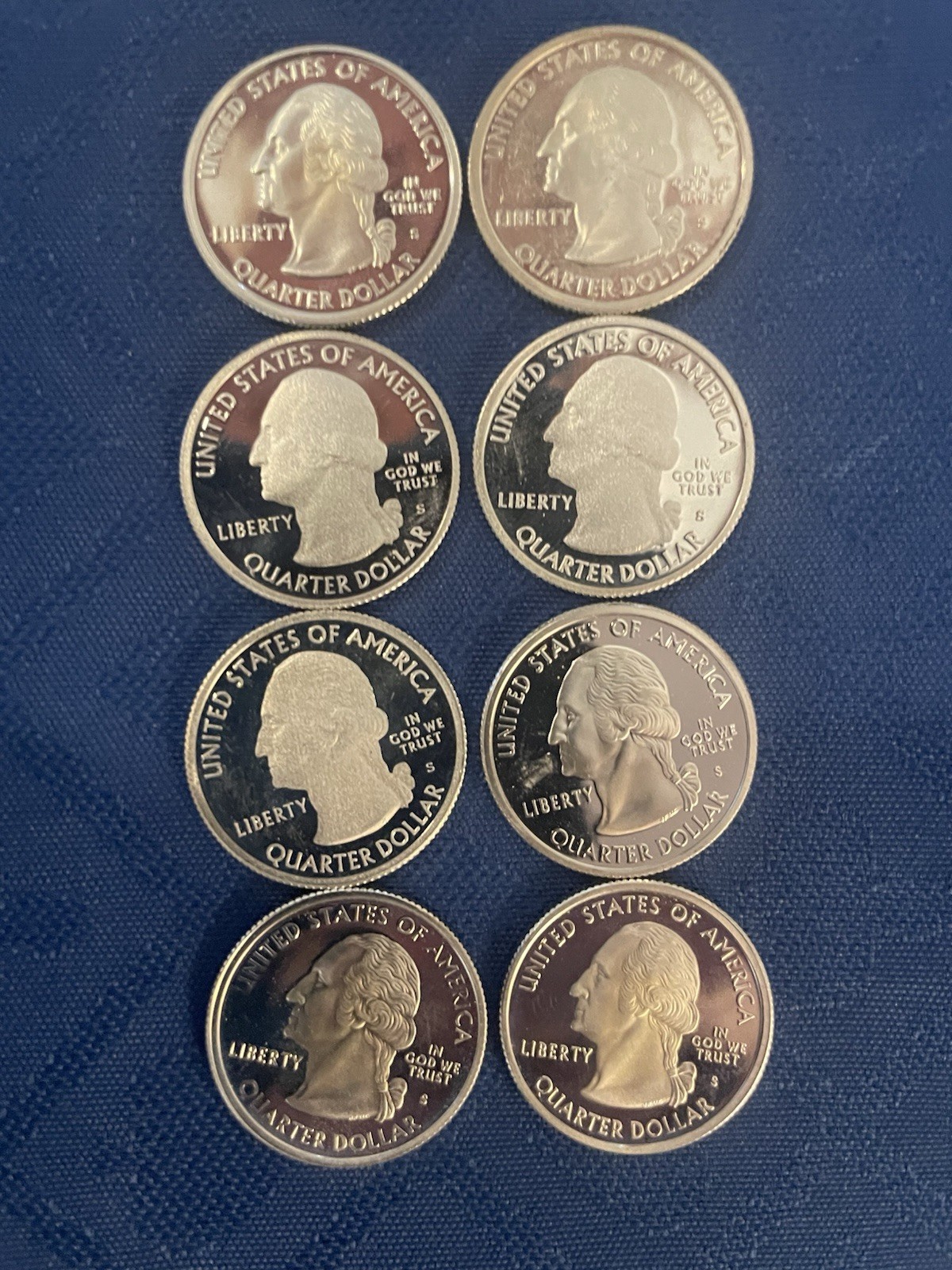 38 Silver Proof Quarters US Mint State And Territory Various Years