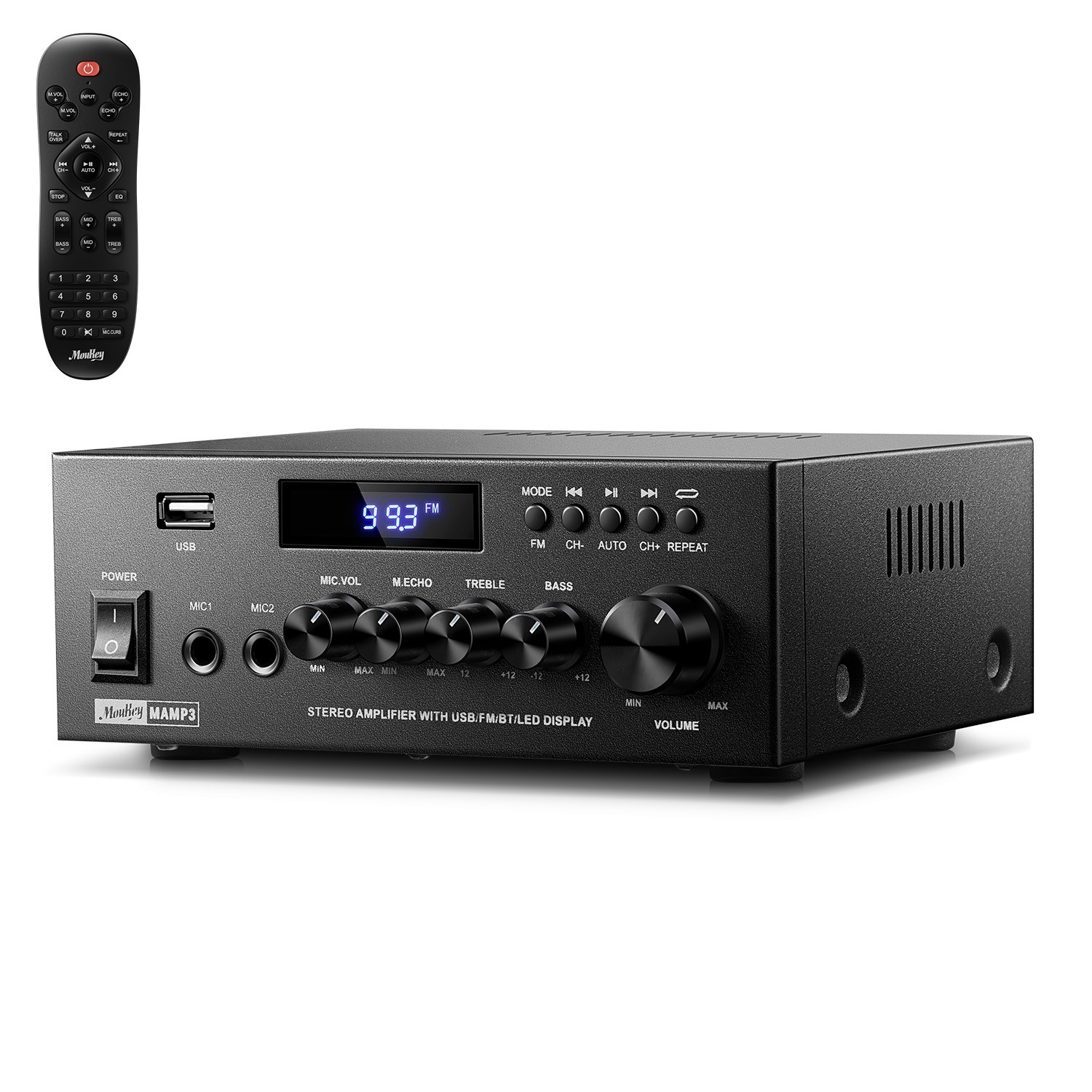 Moukey MAMP3 300W 2 Channel Audio Power Amplifier Bluetooth Home Stereo Receiver