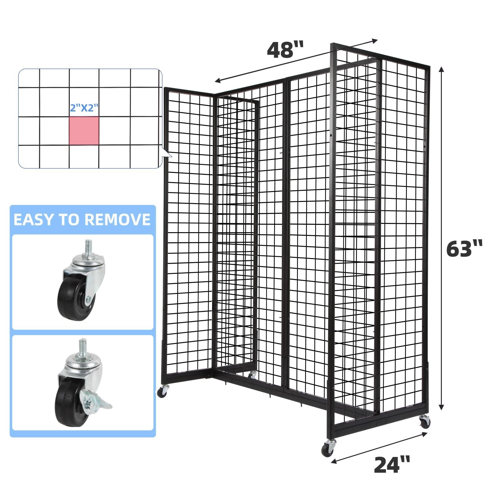 NectaCol Grid Gondola Unit, 4pcs 2'x 5' Grid wall Panels with Sturdy Frames, ...