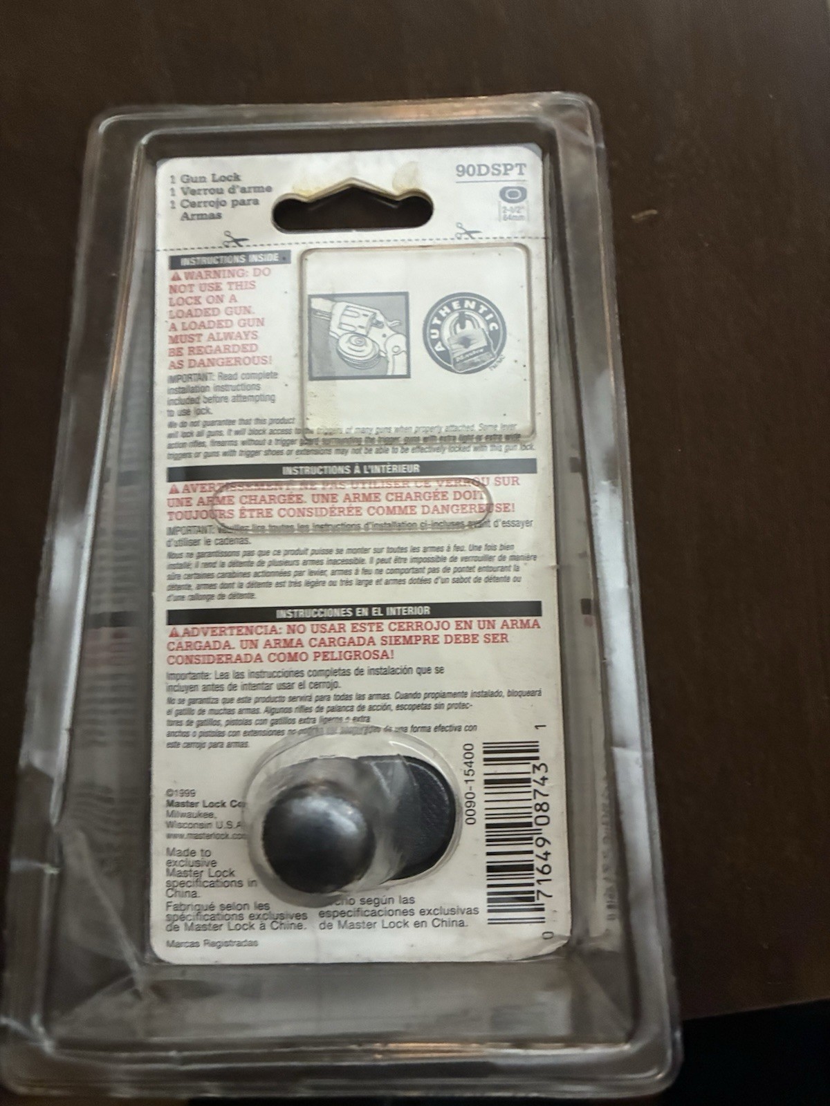 Master Lock Keyed Gun Trigger Lock 2 Keys Masterlock Gunlock - 90DSPT