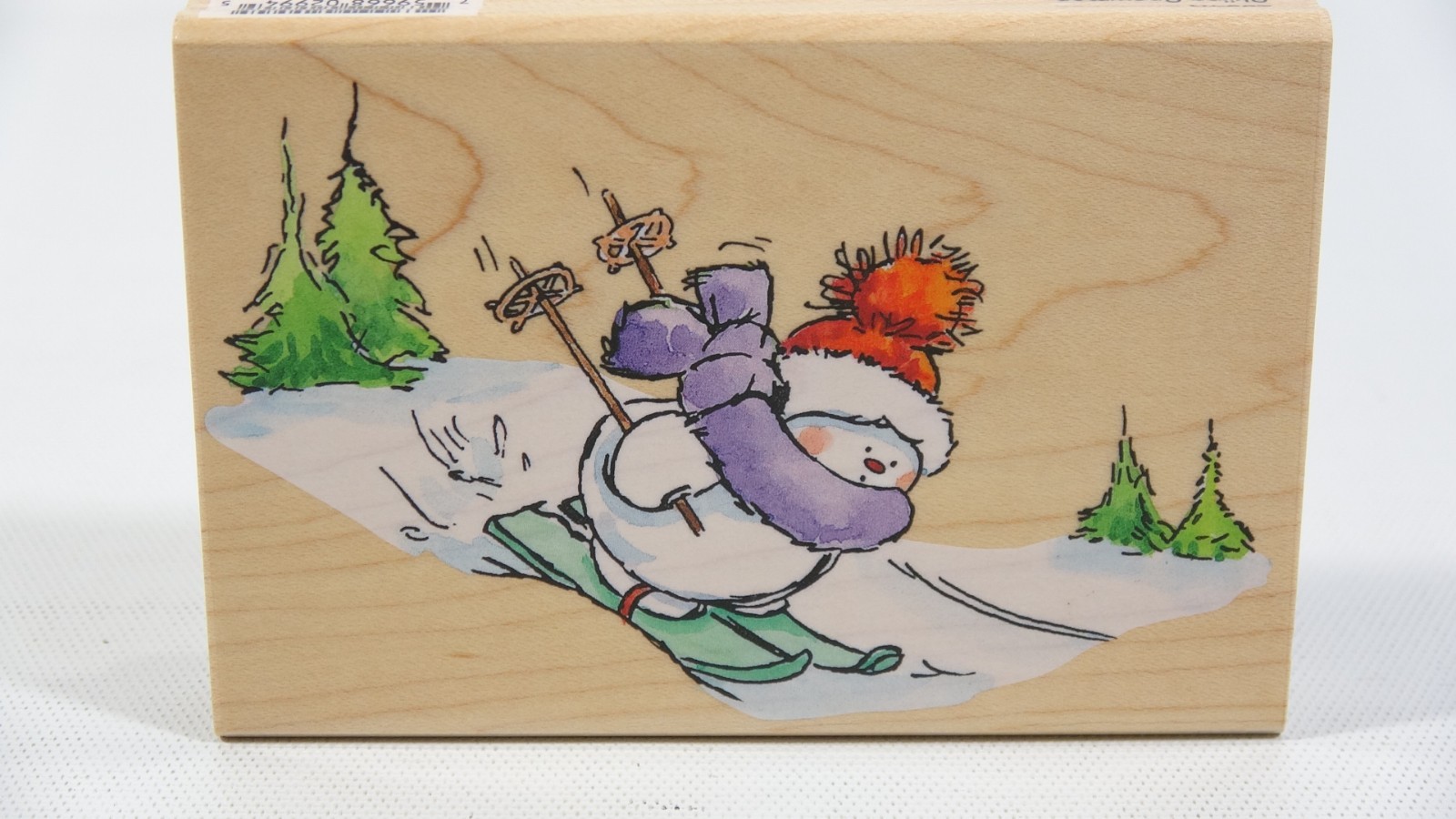 2004 Penny Black Rubber Stamp Skiing Snowman 2994K
