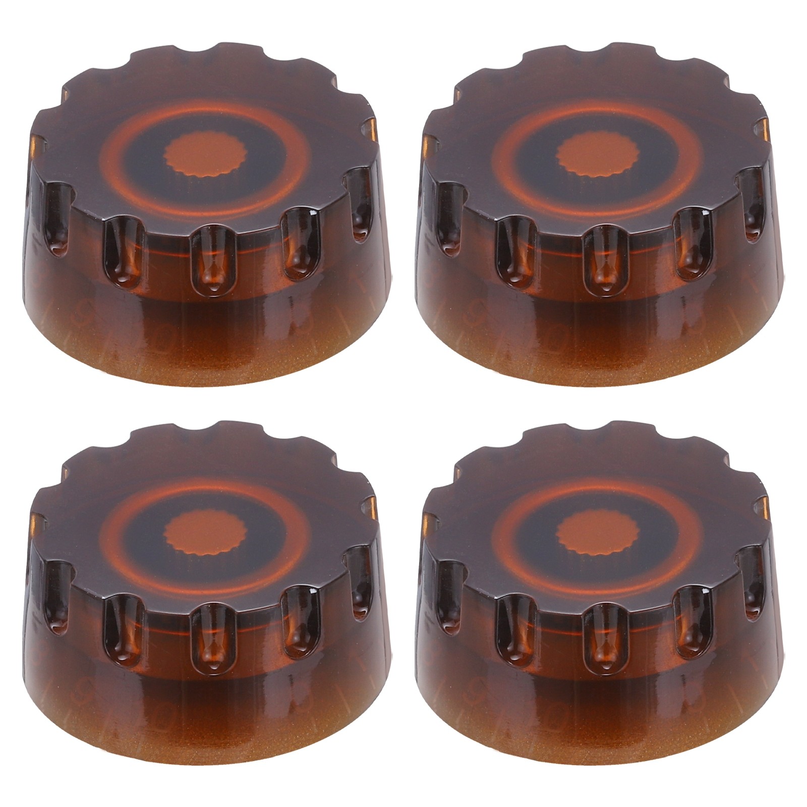 4pcs Electric Guitar Dark Brown Volume Tone Control Knob(Dark Brown-White Word)