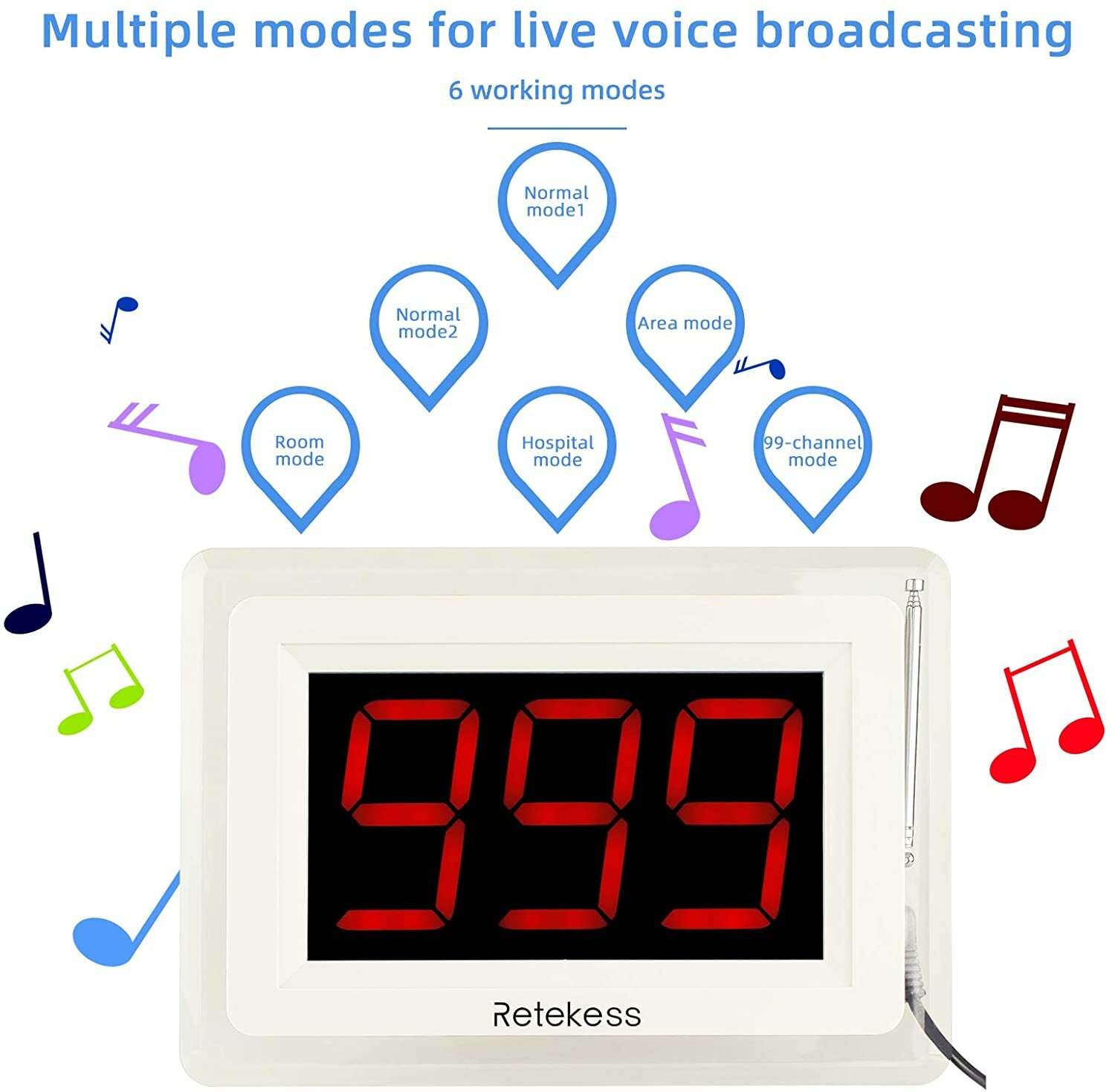 Retekess T114 Wireless Caregive Pager Calling System Host 30 Button Nursing Cafe