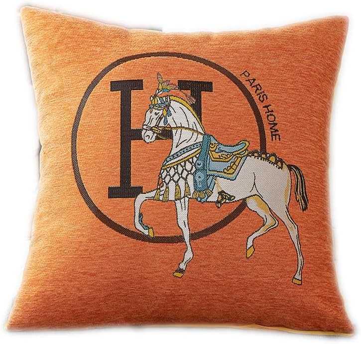 Croker Horse 18x18'' inches Throw Pillow Cushion Covers Set Pack of 2 Orange