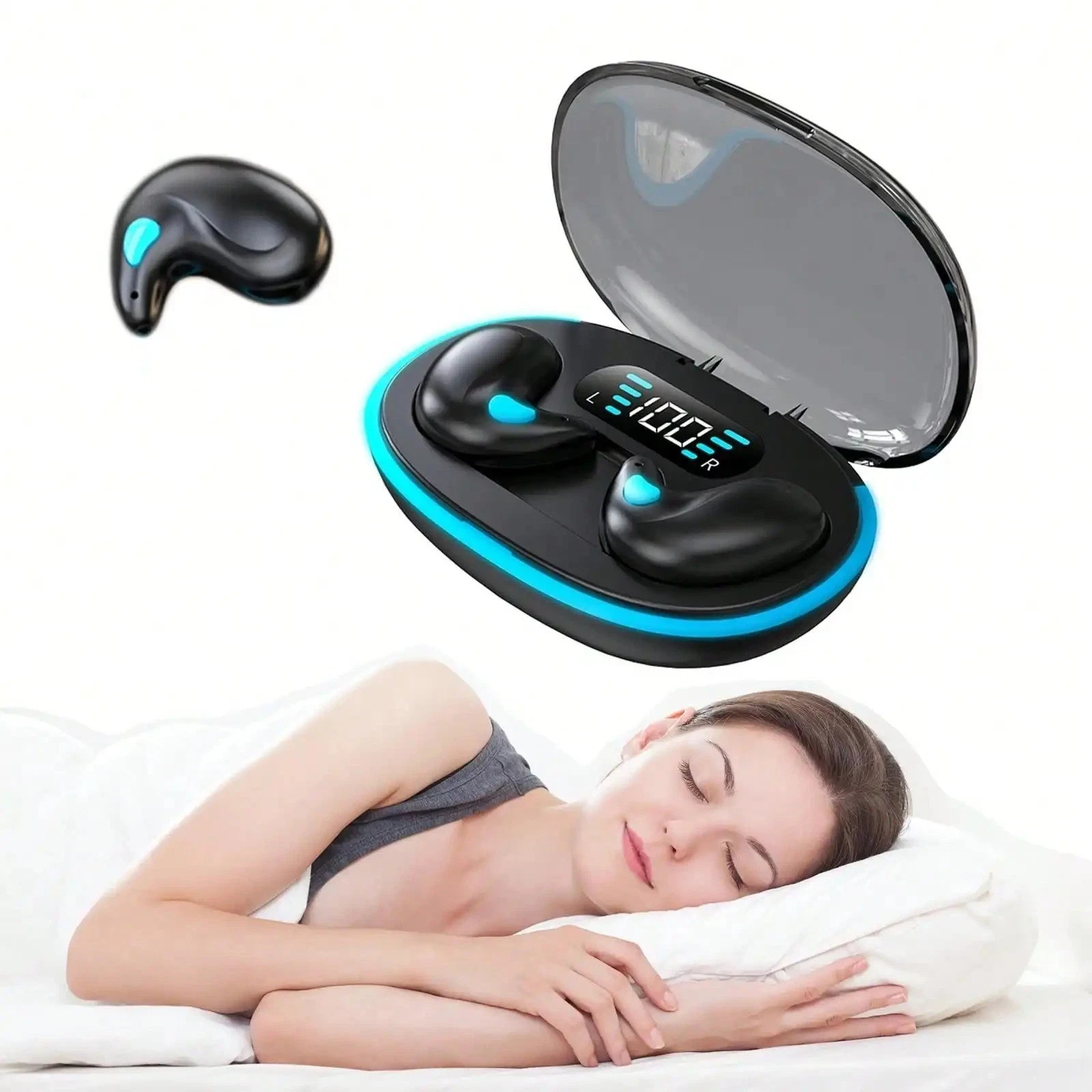 Wireless Bluetooth Earbuds Invisible Sleep Earphones Noise Cancelling TWS USA