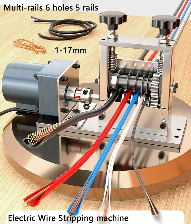 160W Scrap Copper Wires Waste Cable Lines Peeling Machine Multi-rails 6 Holes