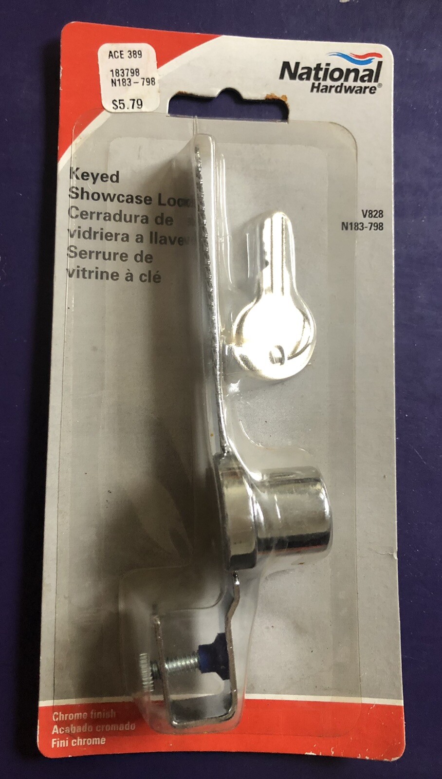 National Hardware Keyed Showcase Lock N183-798 V828, Chrome Finish