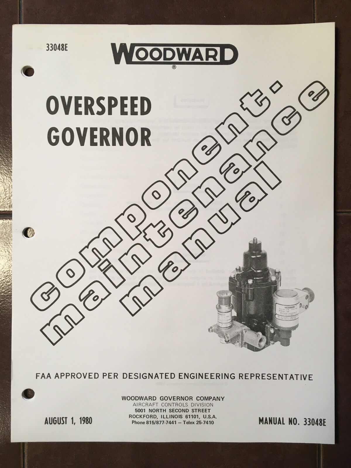 Woodward Turbo-Prop Overspeed Governor Component Maintenance Manual