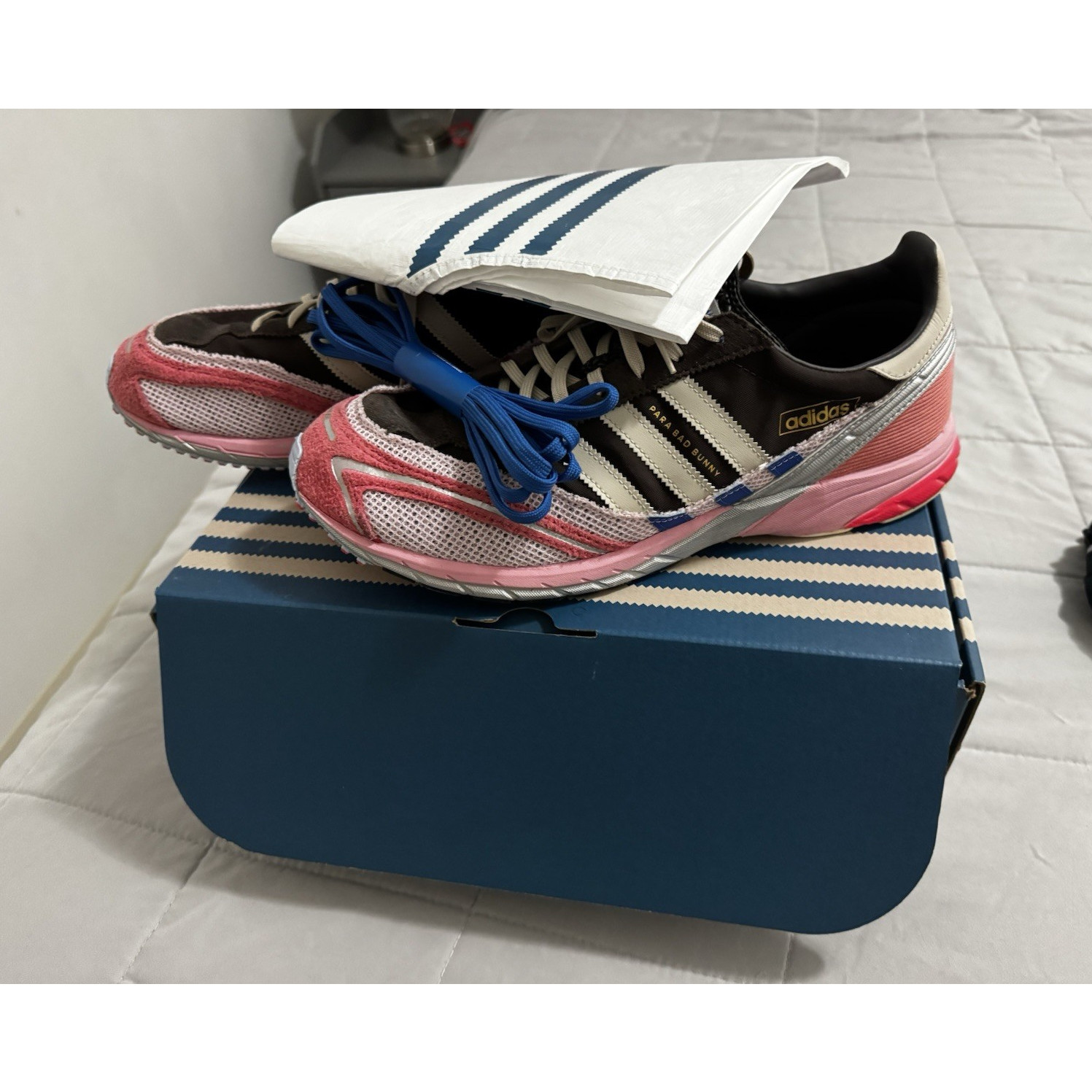 adidas Bad Bunny Adizero SL72 Men's Running Shoes Pink Black Mesh Breathable