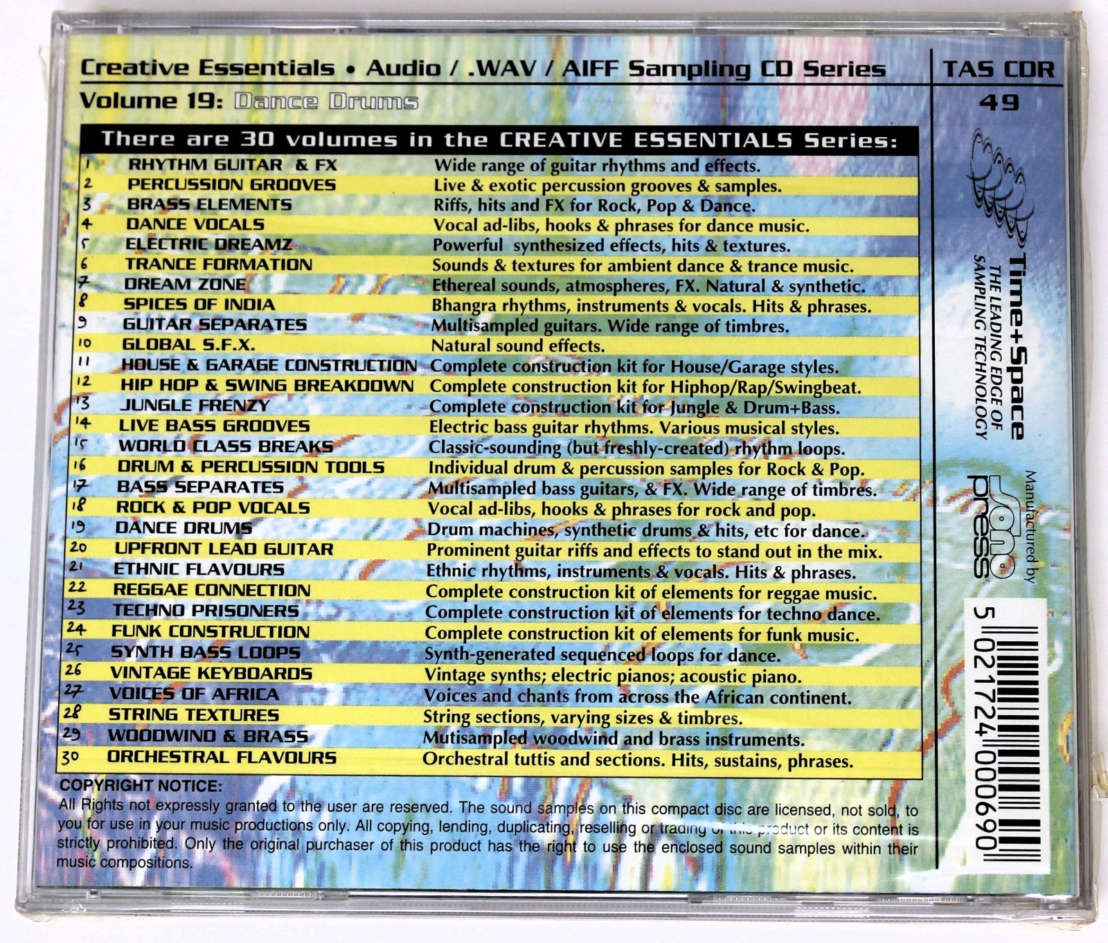 Zero-G Creative Essentials 19 Dance Drums Sample/Sound Library/Sampling CD NEW!