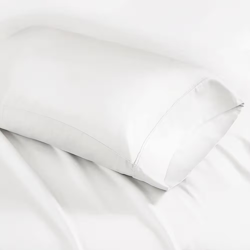 1500 Thread Count White Cotton Blend Standard Pillowcase (Set of 2)