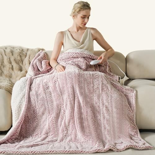 Heated Blanket Electric Blanket 50" x 60" - Cozy Soft Heated Throw Frosty Pink