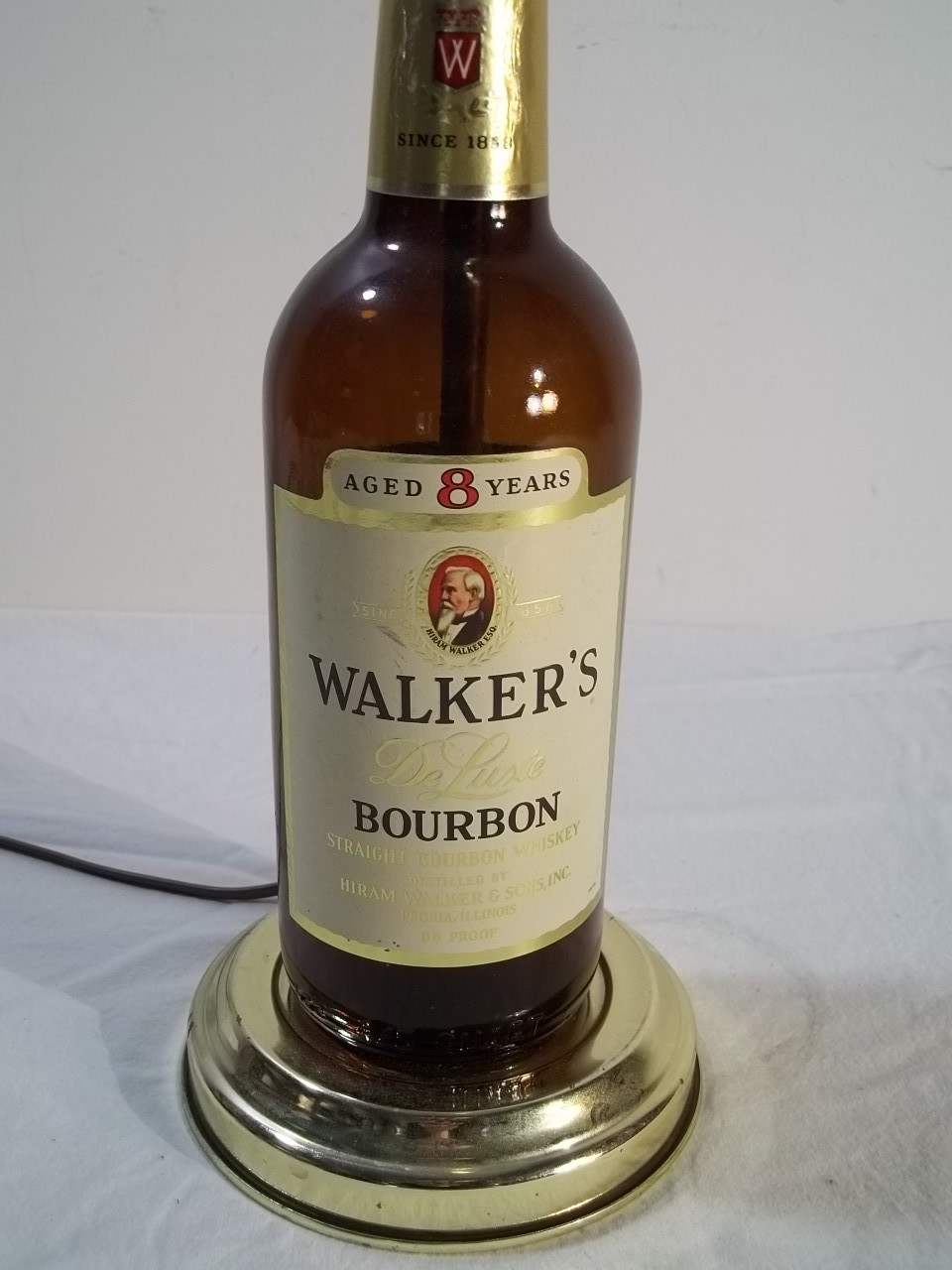 Vintage Hiram Walker Bourbon Bottle Bar Table Lamp