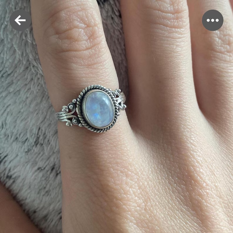 Rainbow Moonstone Ring 925 Sterling silver Band & Statement  Handmade All Size