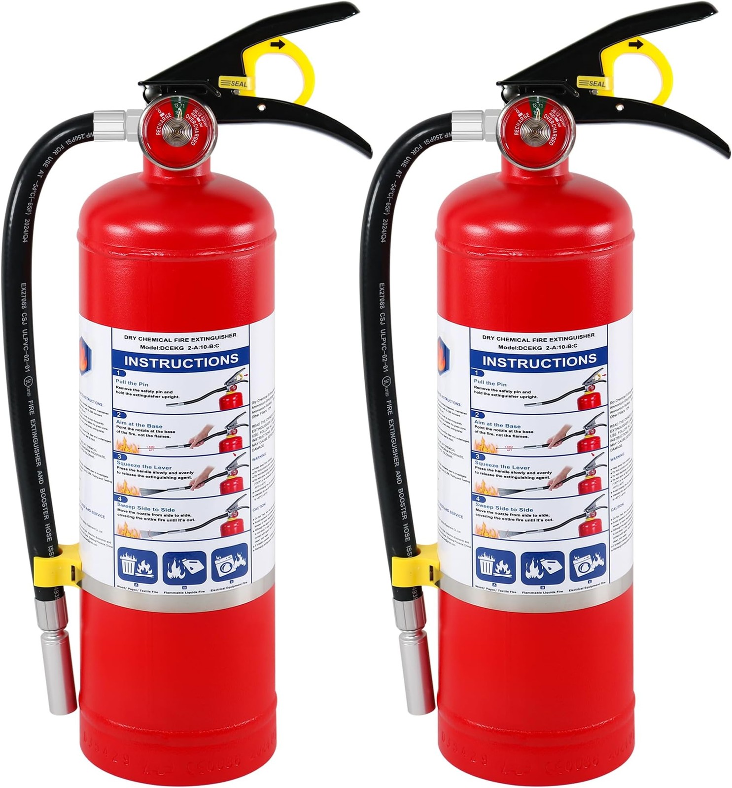 2-Pack ABC Dry Chemical Fire Extinguishers, 5 lb 2A:10B:C Rating for Home, Bu...