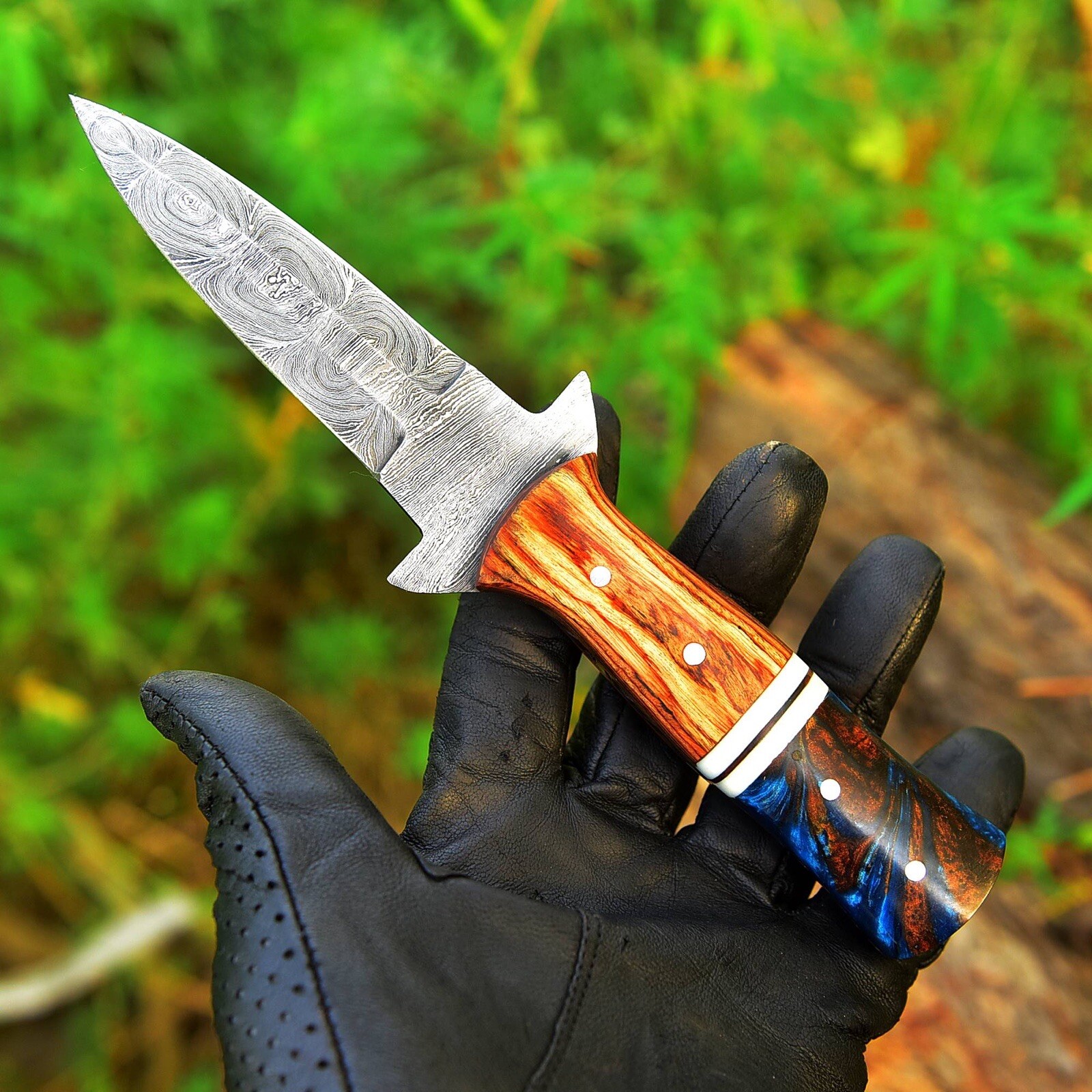 Double-Edged Collectible Damascus steel Dagger boot Knife Hunting Survival EDC