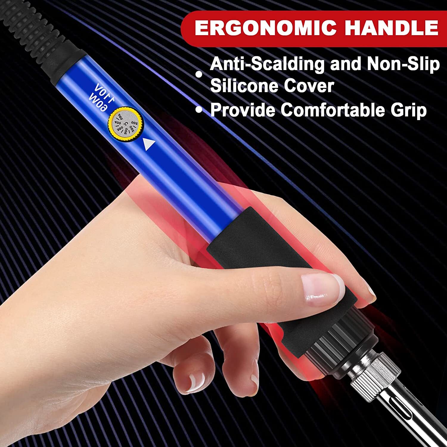 Soldering Iron Kit,60W Adjustable Temperature Welding Tool Solder Gun Wire Tips