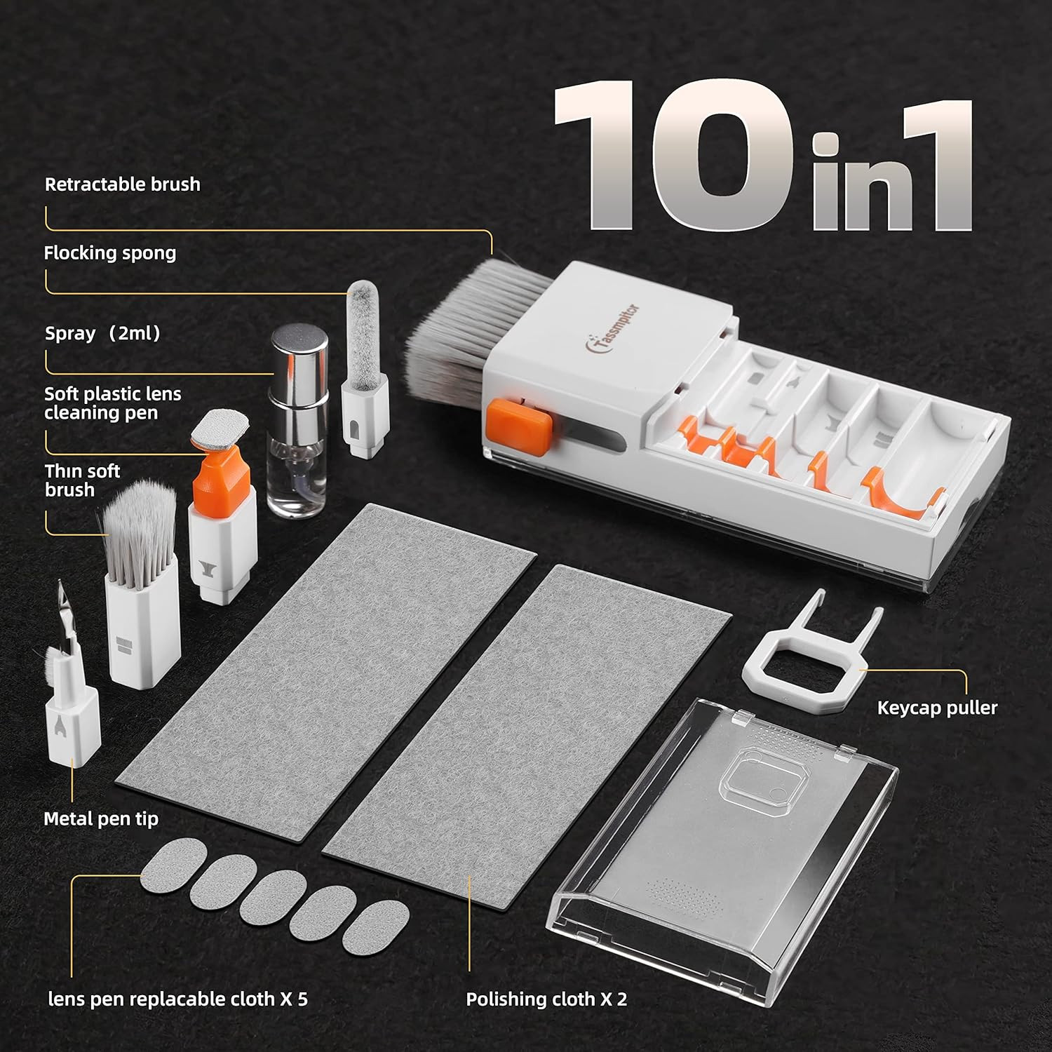 10 in 1 Keyboard and Electronics Cleaning Kit with Brushes Cloths and Tools