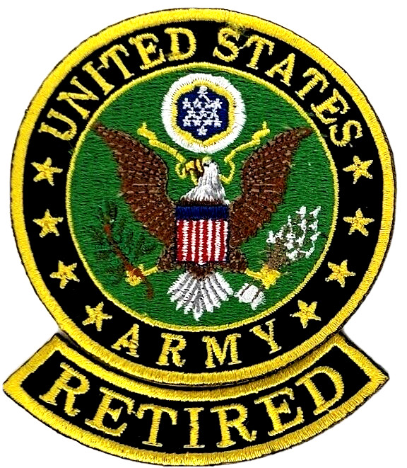 UNITED STATES ARMY RETIRED 2 PC SET MILITARY EMBROIDERED IRON ON PATCH EE-32