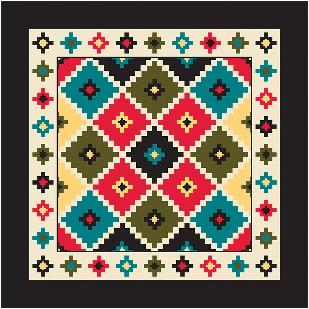 Carolina Manuf Aztec Bandanas - Southwest Argyle Design, Made in USA, 22x22"
