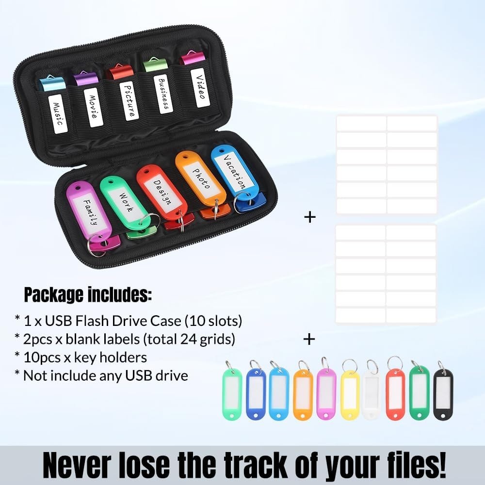 Portable USB Flash Drive Organizer Case with 10 Slots – Durable Neoprene Design