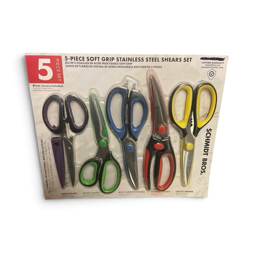 Schmidt Bros 5-Piece Soft Grip Stainless Steel Shears Set w/ Blade Covers