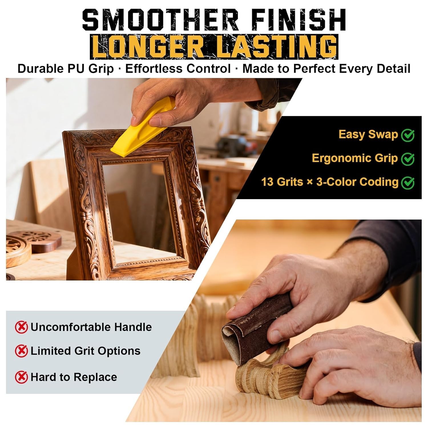 72PCS Premium Micro Sander, Detail & Mini Sander Block – Precision Small Hand Sa
