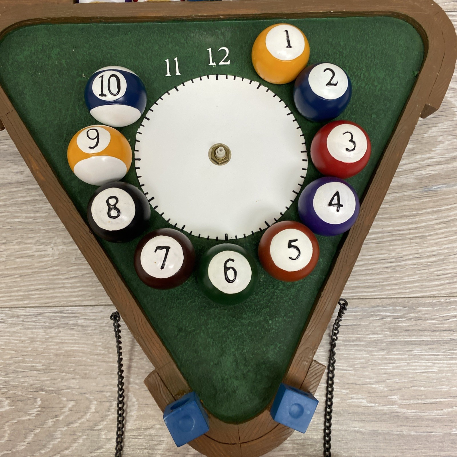 Billiards Wall Clock Pool Balls Triangle Man Cave Accent Table Game Room