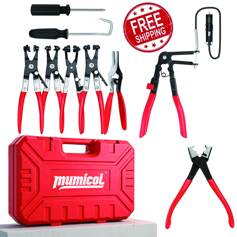 10Pc Hose Clamp Clip Remover Pliers Wire Long Reach Kit Fuel Oil Water Hose Tool