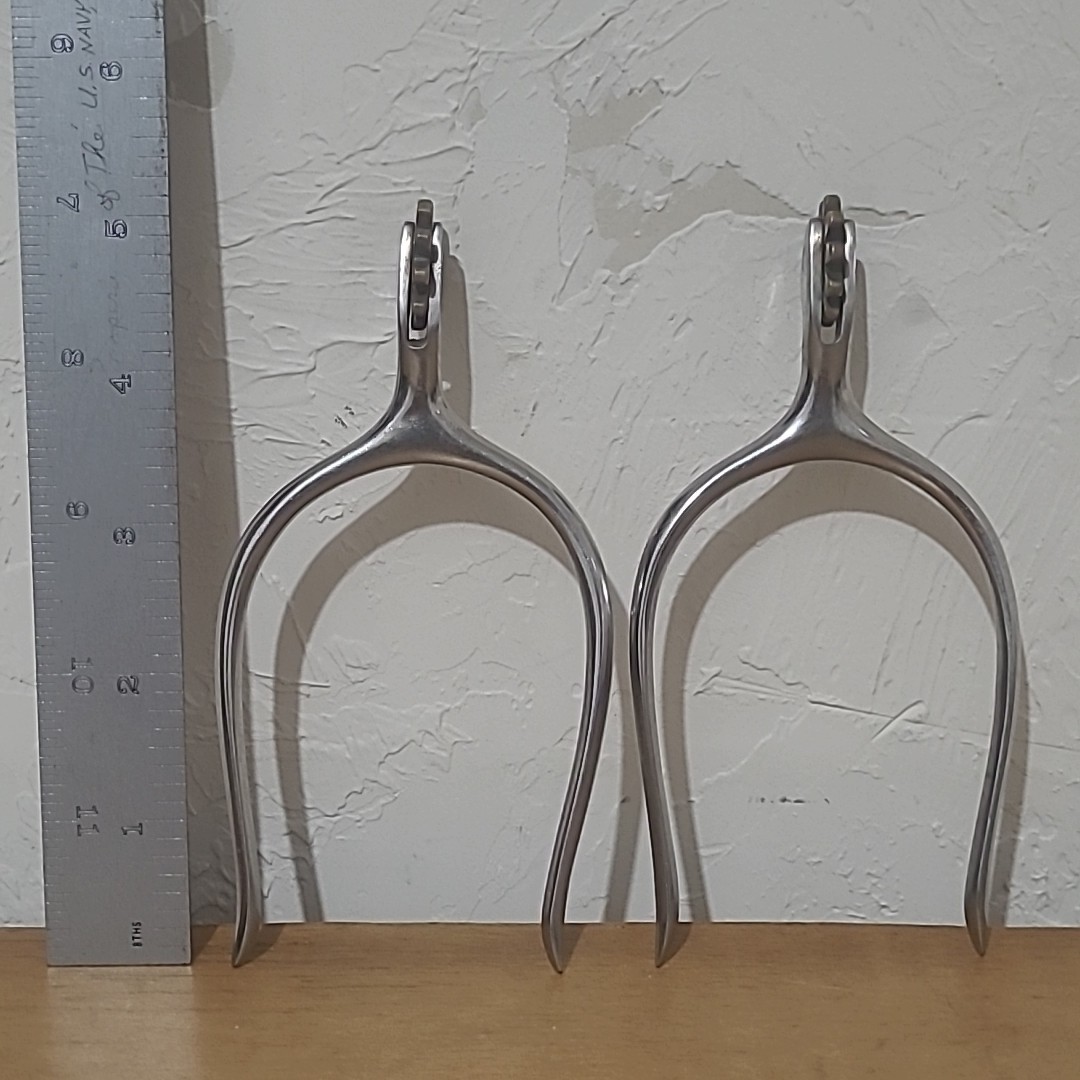 Vintage English Slip On Spurs with Brass Spinning 10 Point Rowels