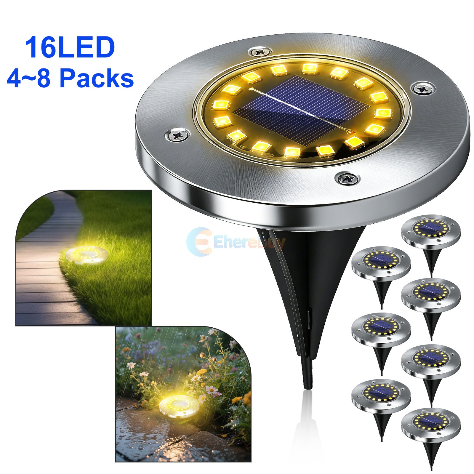 4~8 PACKS Solar In Ground Lights Outdoor Garden In Grond Lights Waterproof Warm