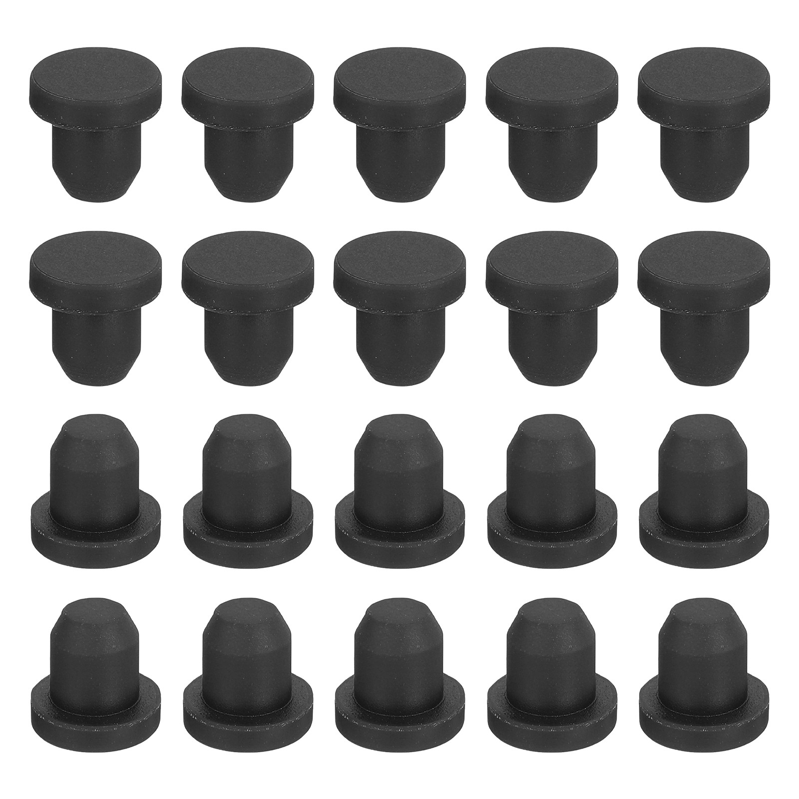 30-Pack Black Rubber Stopper Plugs, 6.5mm Plug Holes for 6-6.3mm/0.24-0.25" Hole