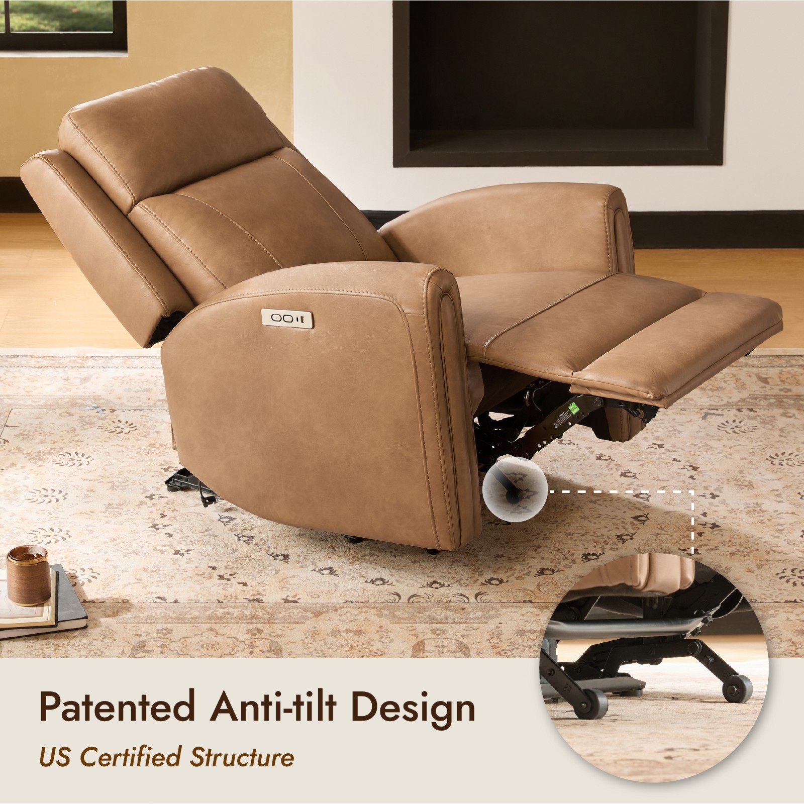 CHITA Zero Wall Hugger Power Recliner for Small Spaces, Modern Electric Recliner
