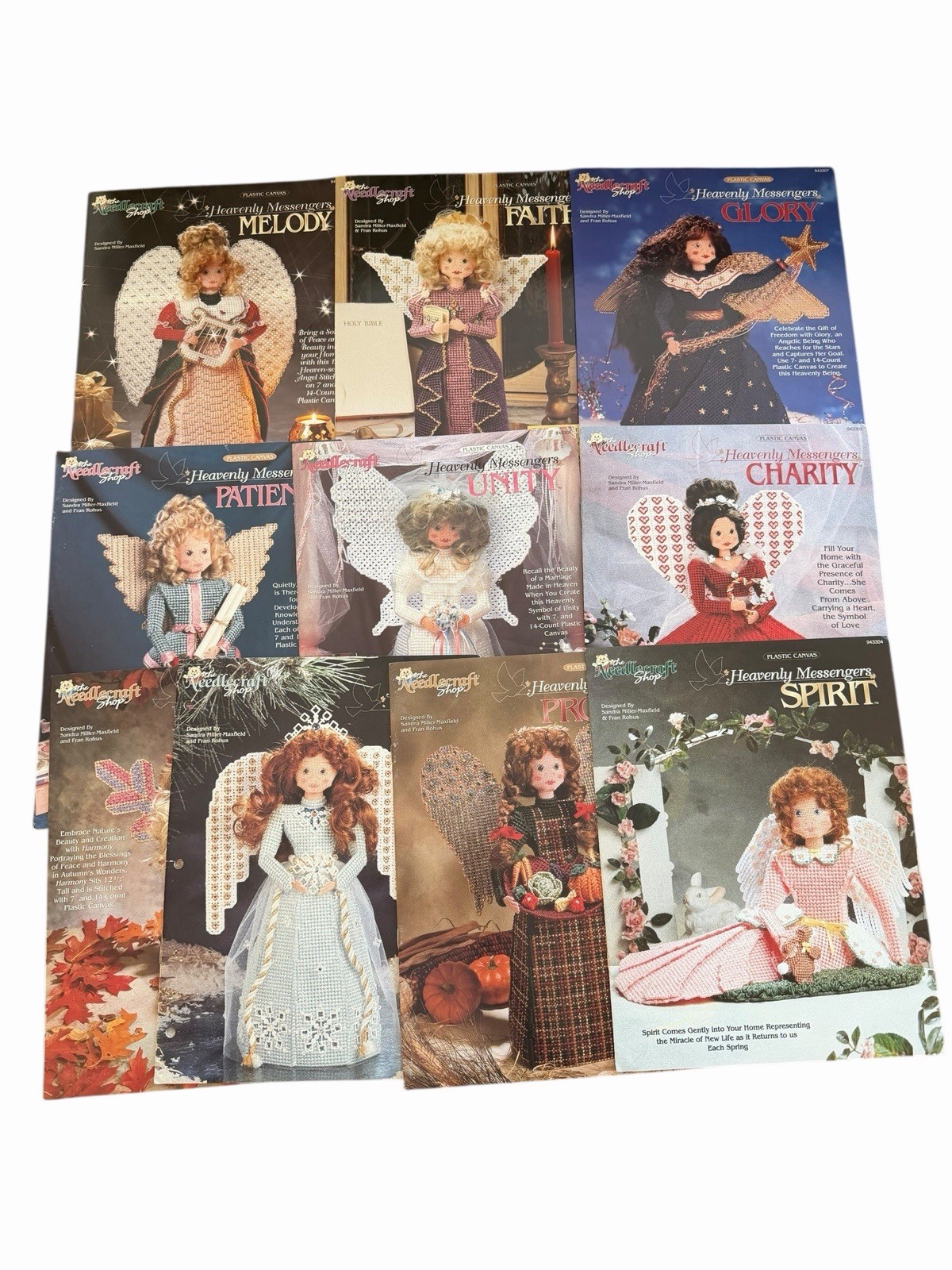 Lot of 10 Vintage Needlecraft Shop Plastic Canvas Heavenly Messengers Angels
