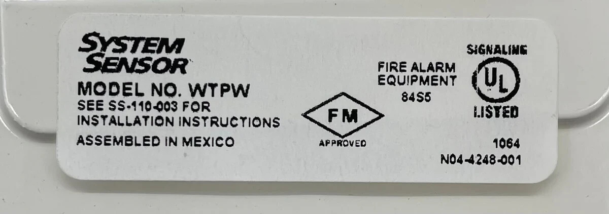 System Sensor WTPW - Same Day Shipping (SEALED)