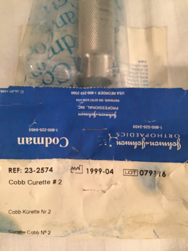 NEW CODMAN Spinal Cobb Curette #2 23-2574 Stainless Germany